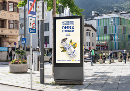 Digitale Werbung von der Marke Soda Zitron auf den Screens von monitorwerbung