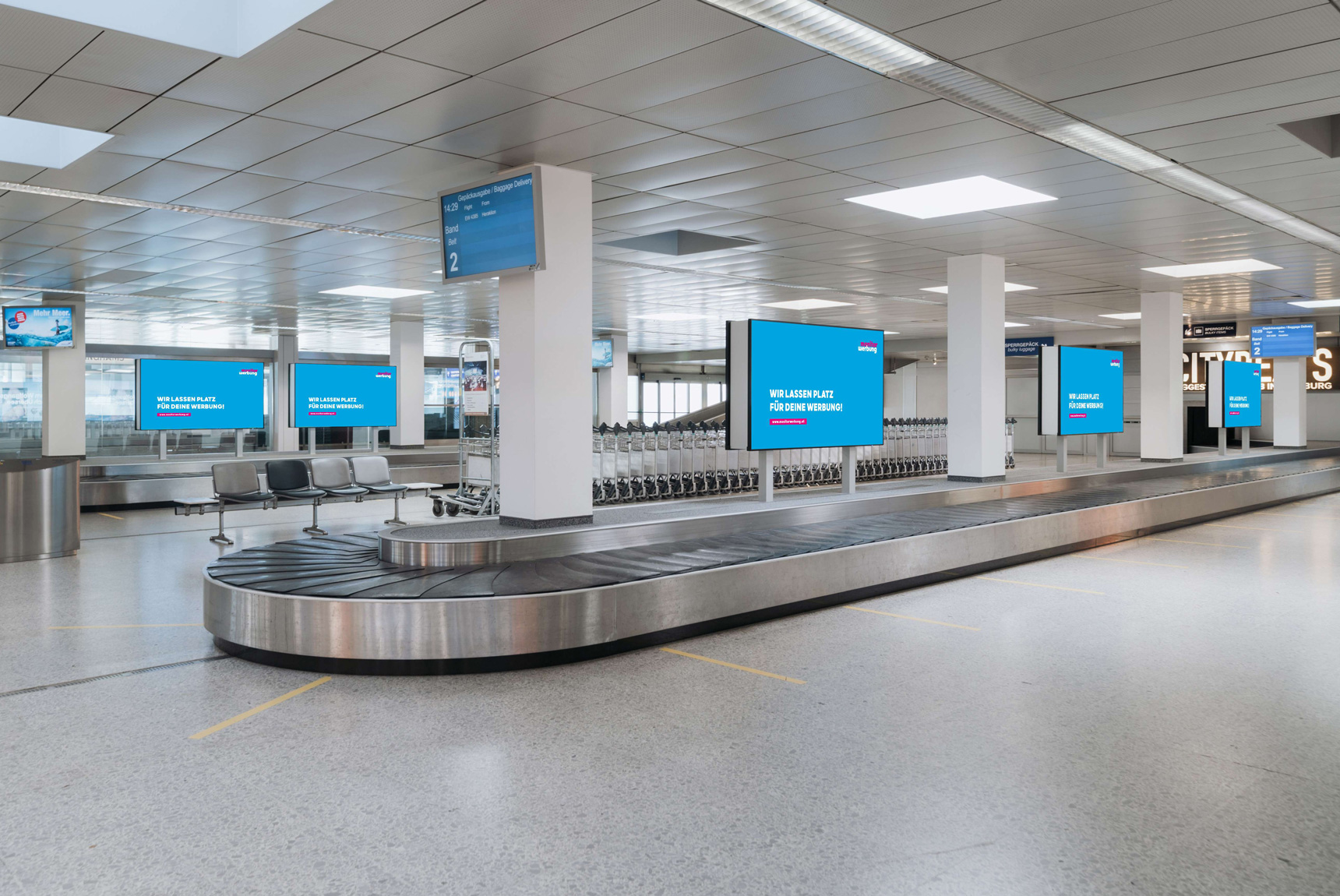 Screens im Ankunftsbereich bespielt von monitorwerbung