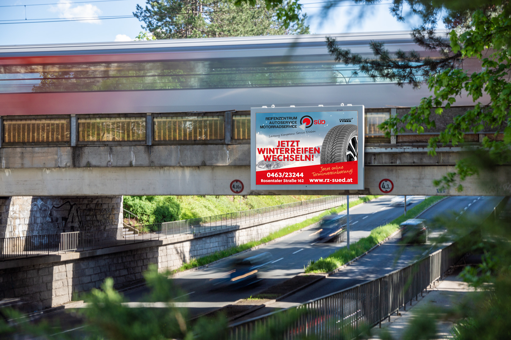 Foto Standort LED-Wall Klagenfurt ÖBB Brücke Süd